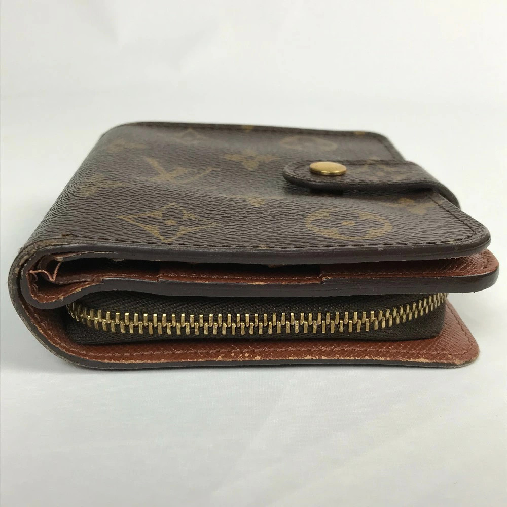 Louis Vuitton Monogram Compact Wallet Zip Bi fold Brown